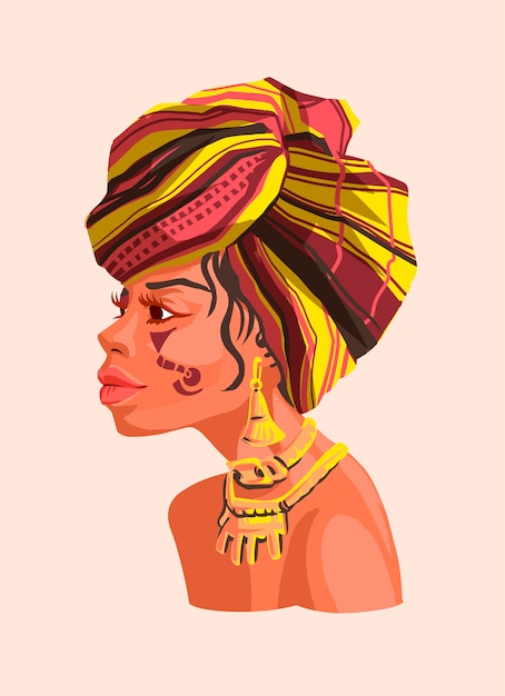 Premium Vector | Illustration of an african girl wearing pretty head ...