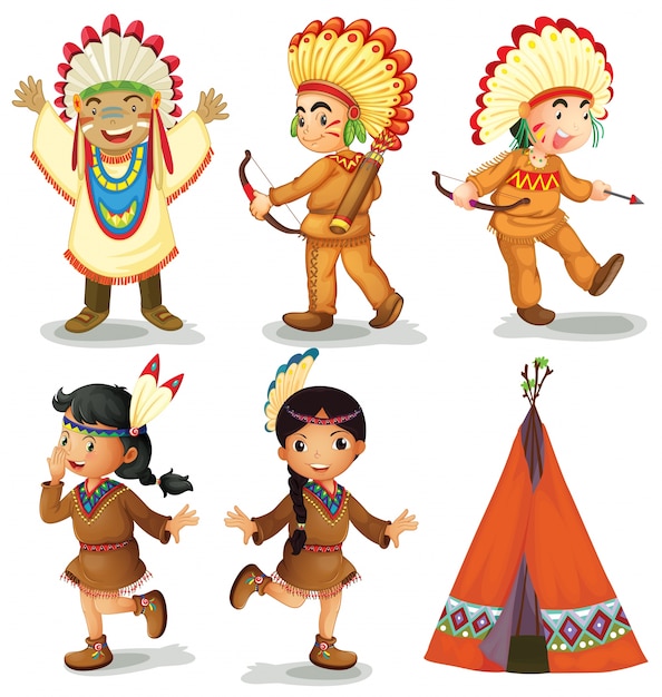 Download Free Vector | Illustration of american red indians