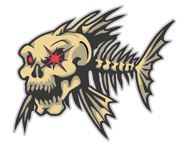 Download Illustration of angry fish bones cartoon vector Vector ...