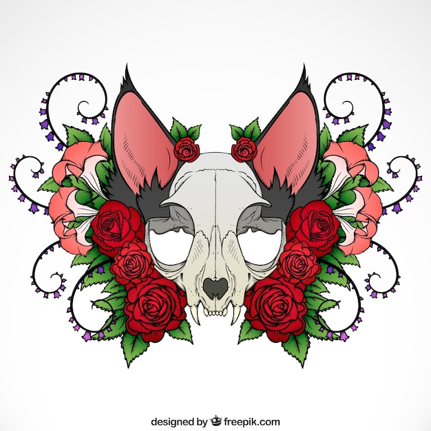 Download Illustration of animal skull with roses and ornaments ...