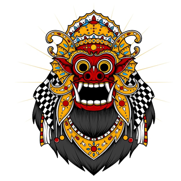 Premium Vector Illustration Balinese Barong White Background