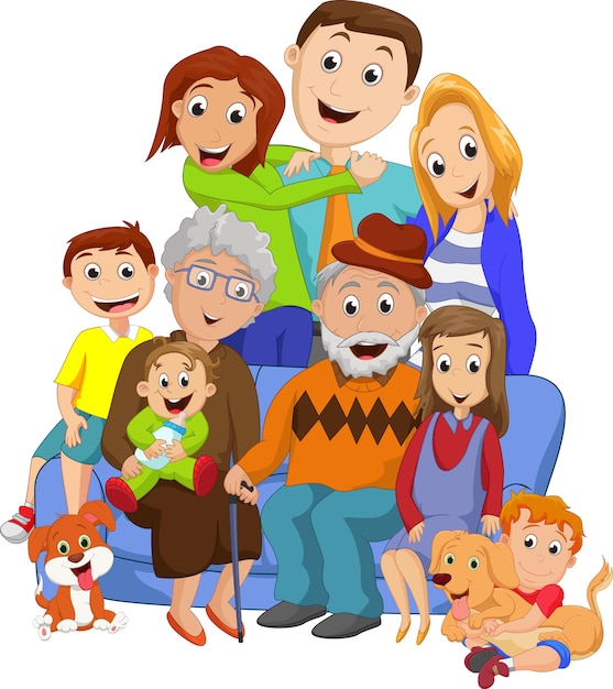 Premium Vector | Illustration of a big family portrait