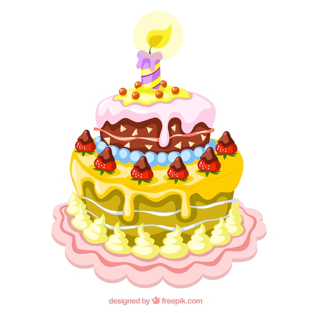 Illustrazione Di Una Torta Di Compleanno Vettore Gratis