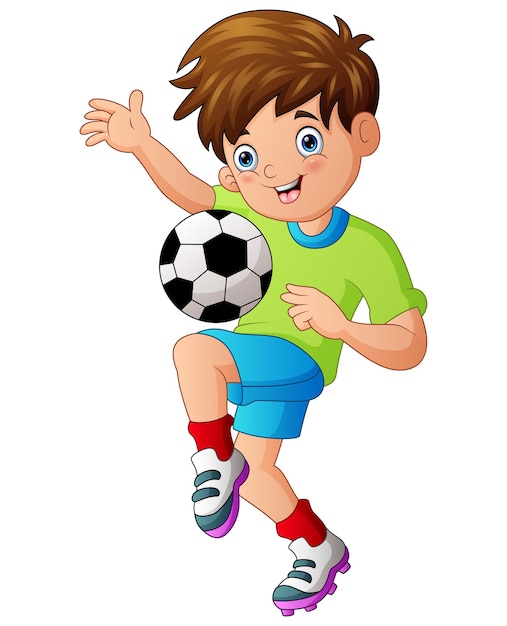 Premium Vector | Illustration of a boy playing soccer