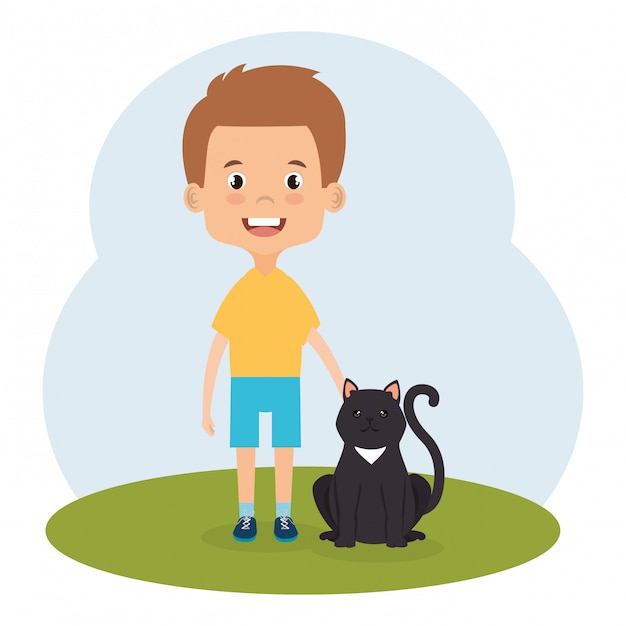 Illustration Of Boy With Cat Character | Free Vector