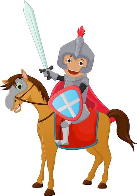 Premium Vector | Illustration of brave knight riding on a horse