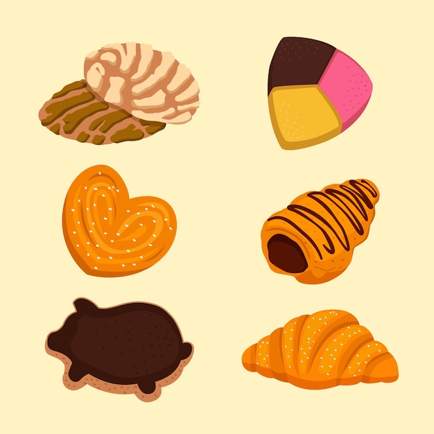 Premium Vector | Illustration of bread and bakery products desserts and