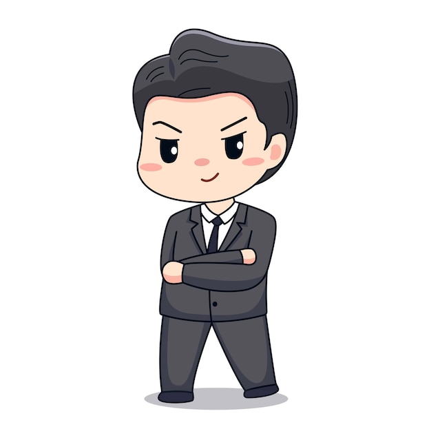 Premium Vector | Illustration of a businessman cute kawaii chibi ...