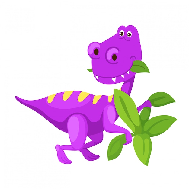 Illustration cartoon cute dinosaur isolated on white background Premium Vector