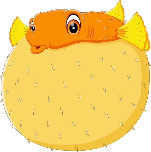 Illustration of cartoon funny puffer fish | Premium Vector