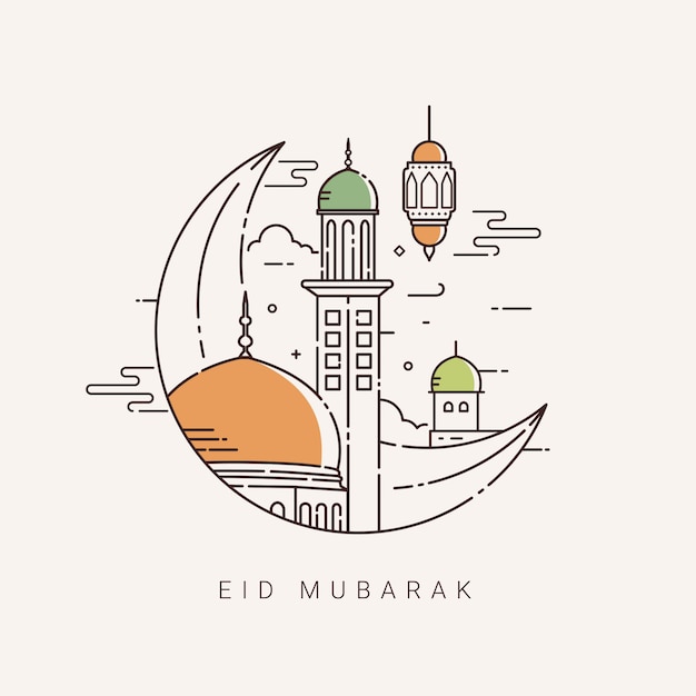 Premium Vector | Illustration For The Celebration Of Eid Mubarak With ...