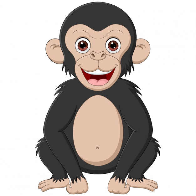 Premium Vector | Illustration of chimpanzee with a happy expression on ...