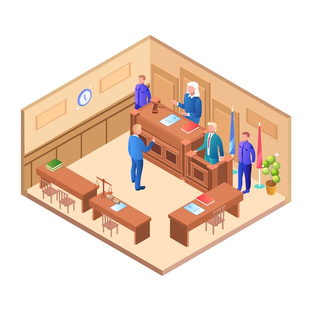 Illustration of closed court session on case man flat. | Premium Vector