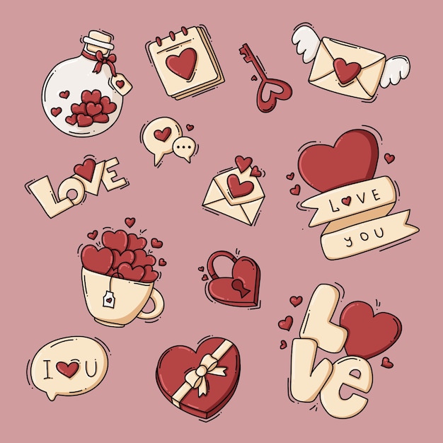 Premium Vector | Illustration of collection love items