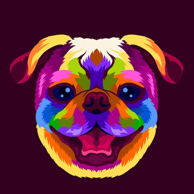 Premium Vector | Illustration colorful dog head with pop art style