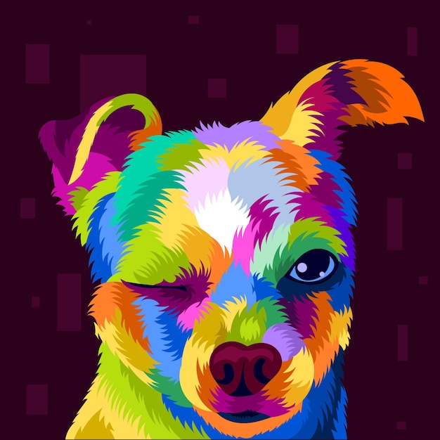 Premium Vector | Illustration colorful dog head with pop art style