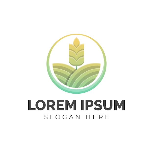 Illustration of colorful wheat farm logo, icon, sticker design template ...