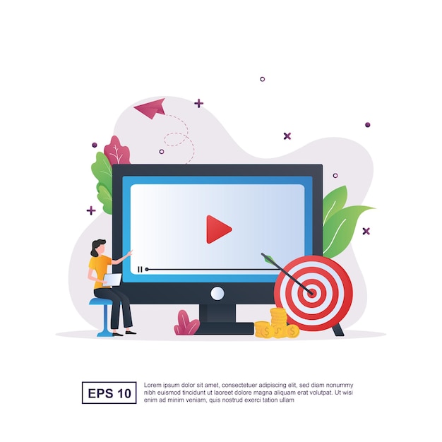 Premium Vector | Illustration concept of video marketing with people ...