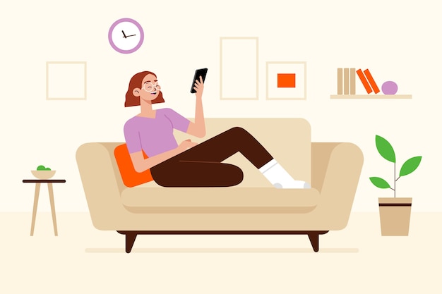 Free Vector | Illustration concept with person relaxing at home