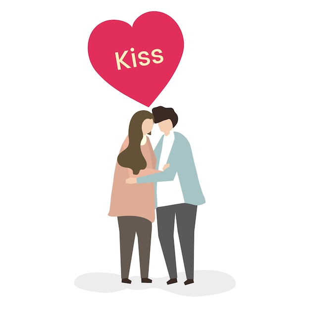 Free Vector | Illustration Of A Couple Kissing