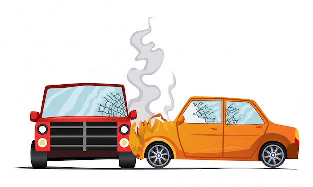  Illustration of crash vehicle, damage auto.