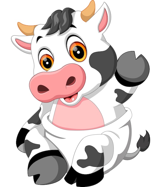 Illustration of cute baby cow cartoon | Premium Vector