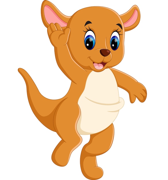 Premium Vector Illustration of cute baby kangaroo cartoon