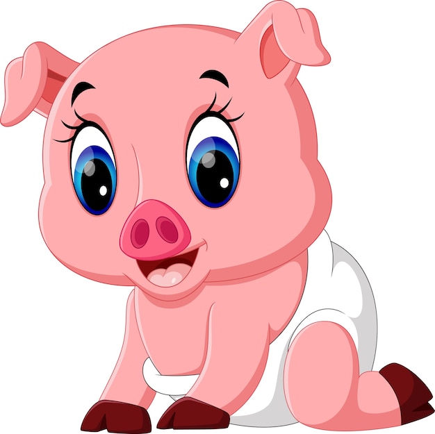 Illustration of cute baby pig cartoon | Premium Vector