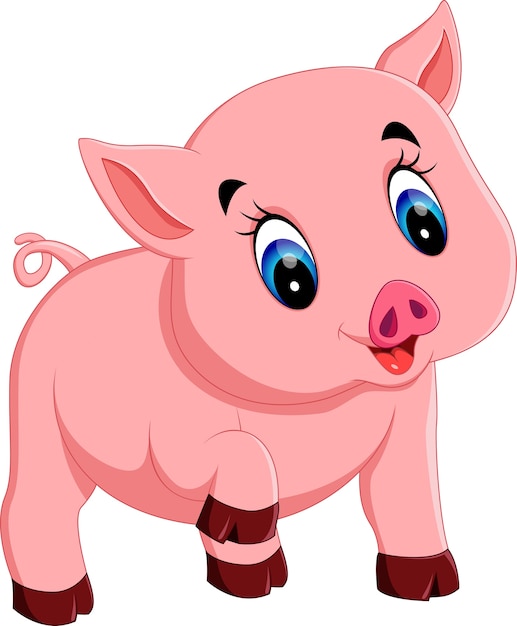 Download Illustration of cute baby pig cartoon Vector | Premium Download