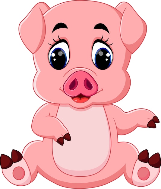 Premium Vector | Illustration of cute baby pig cartoon