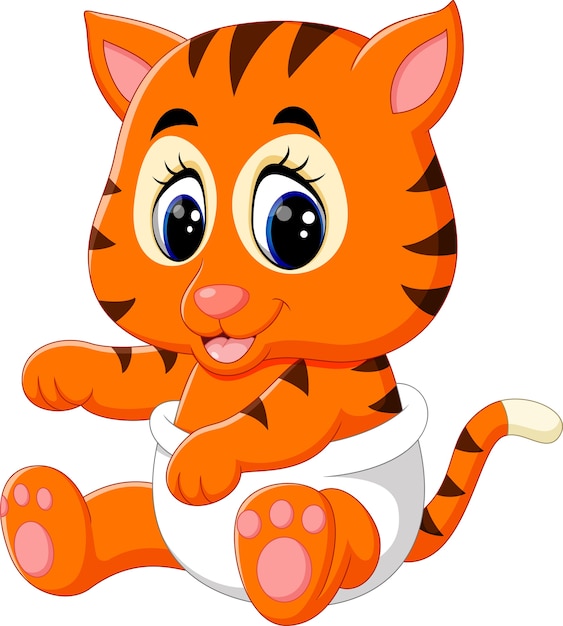Illustration of cute baby tiger | Premium Vector