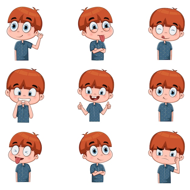 Illustration Of Cute Boy Stickers | Illustrator Graphics ~ Creative Market