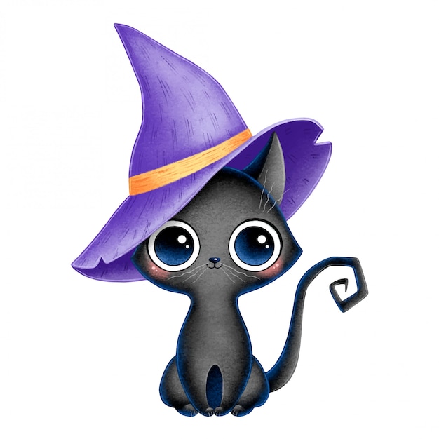 Premium Vector Illustration of cute cartoon black witch