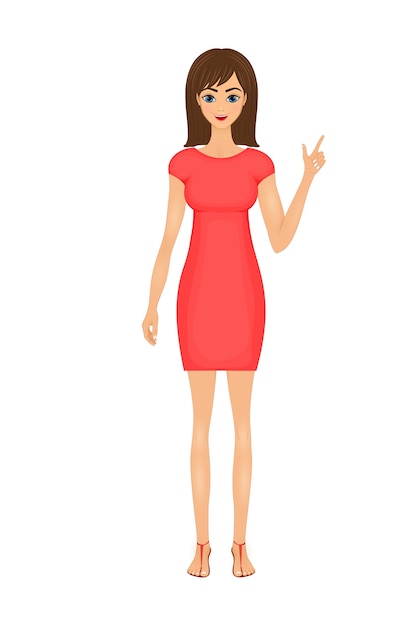 Premium Vector Illustration Of Cute Cartoon Business Woman In A Red Dress 5923