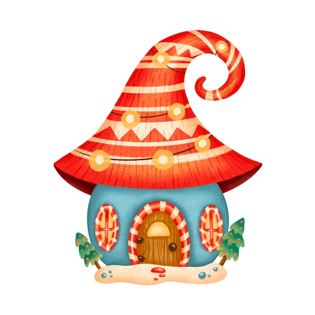 Premium Vector Illustration of a cute cartoon christmas gnome house