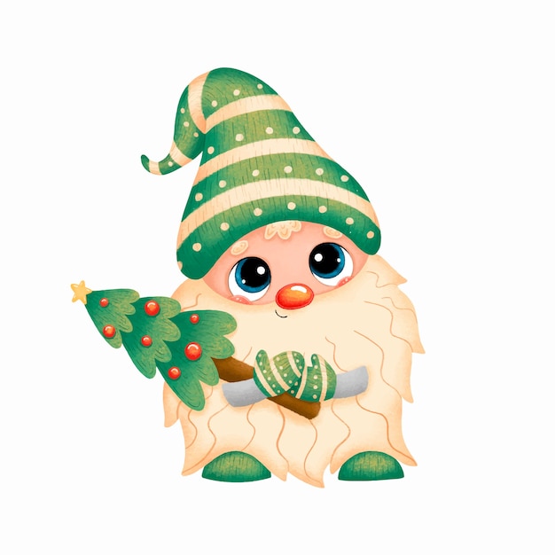 Download Premium Vector Illustration Of A Cute Cartoon Christmas Gnome PSD Mockup Templates