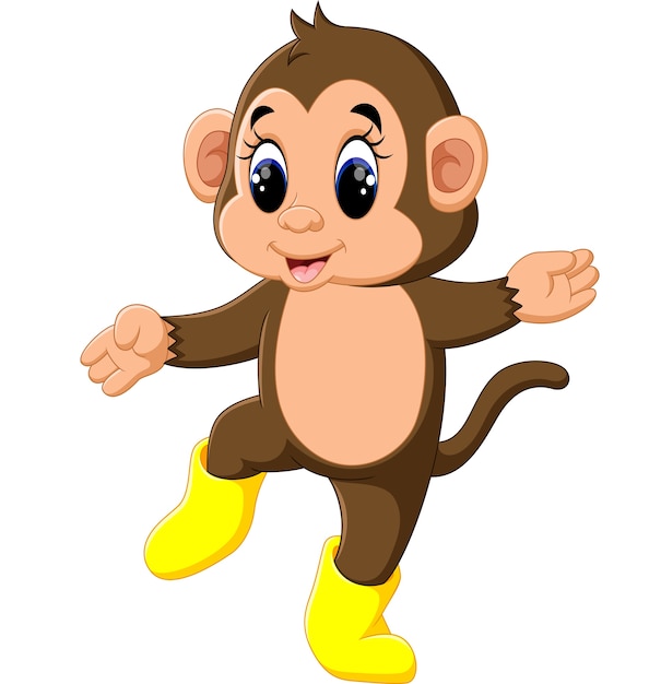 Illustration of cute cartoon monkey | Premium Vector