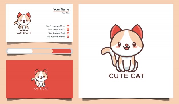 プレミアムベクター イラストかわいい猫のロゴのデザインテンプレート