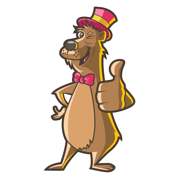 Illustration of cute dog wearing hat and showing thumbs up. | Premium ...