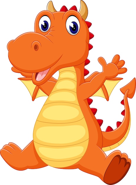 Illustration of cute dragon cartoon Vector | Premium Download