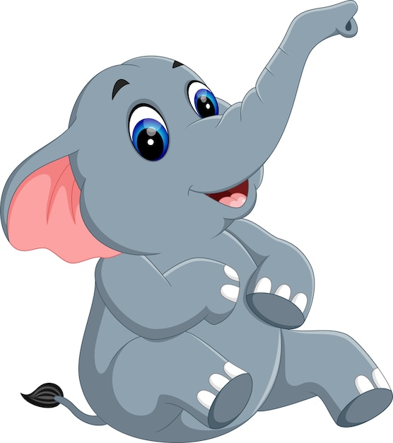 Illustration of cute elephant cartoon Vector | Premium ...