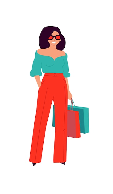 Premium Vector | Illustration of a cute fashionable in red pants.