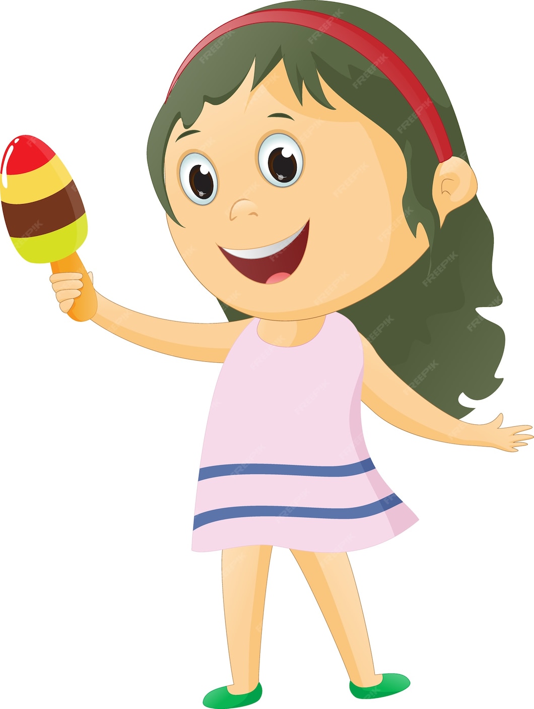 Premium Vector | Illustration of cute little girl with ice-cream