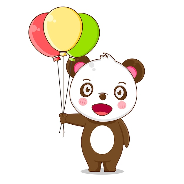 Premium Vector Illustration Of Cute Panda Holding Balloon