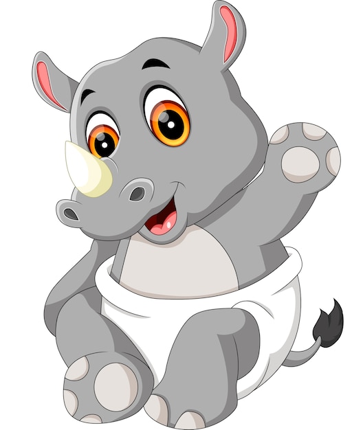 Premium Vector | Illustration of cute rhino cartoon