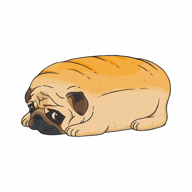 Premium Vector Illustration Cute Sad Pug Dog