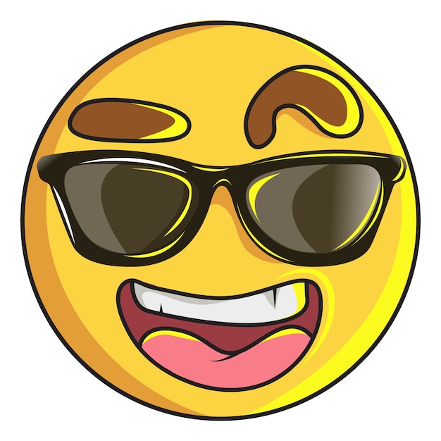 Illustration of cute smiley emoji in swag. Vector | Premium Download