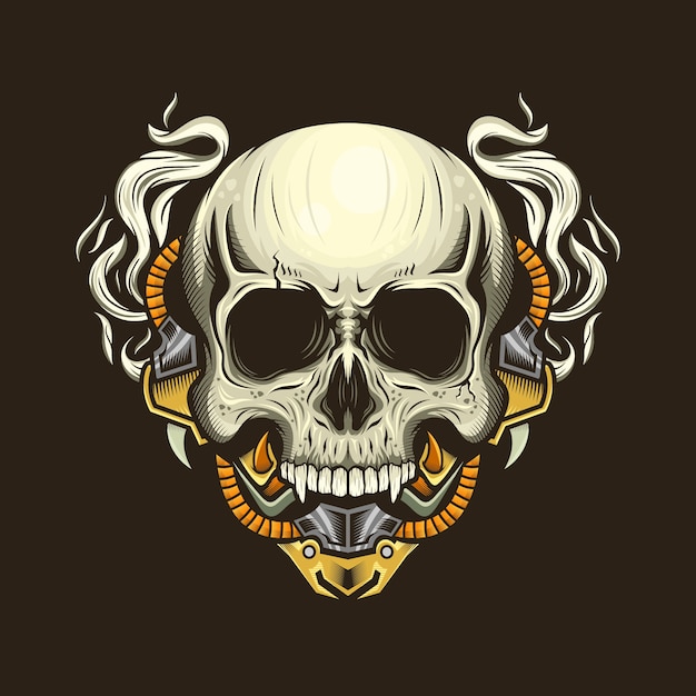 Premium Vector Illustration Of Cyborg Skull Head Detailed