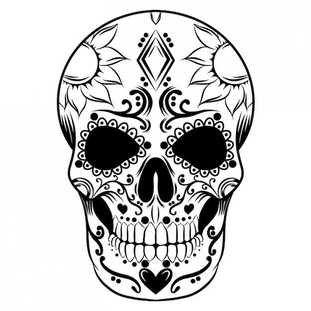 Premium Vector | Illustration of a day of dead skull full with flower ...