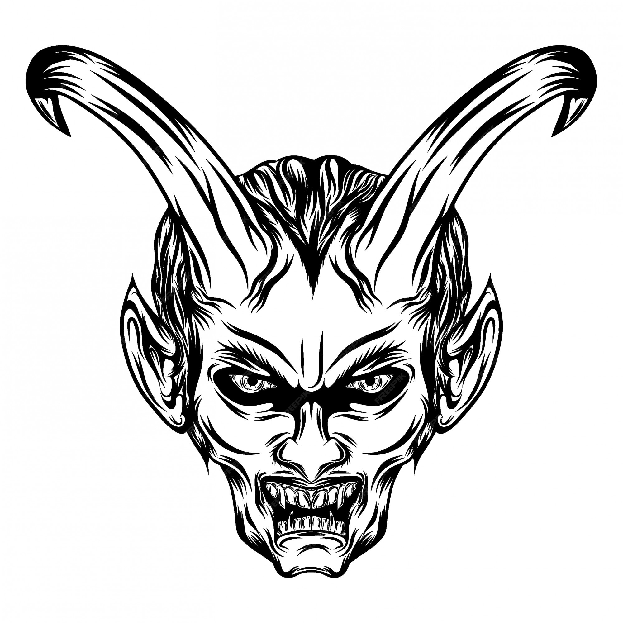 Premium Vector | Illustration of demons with long horns and he opens ...